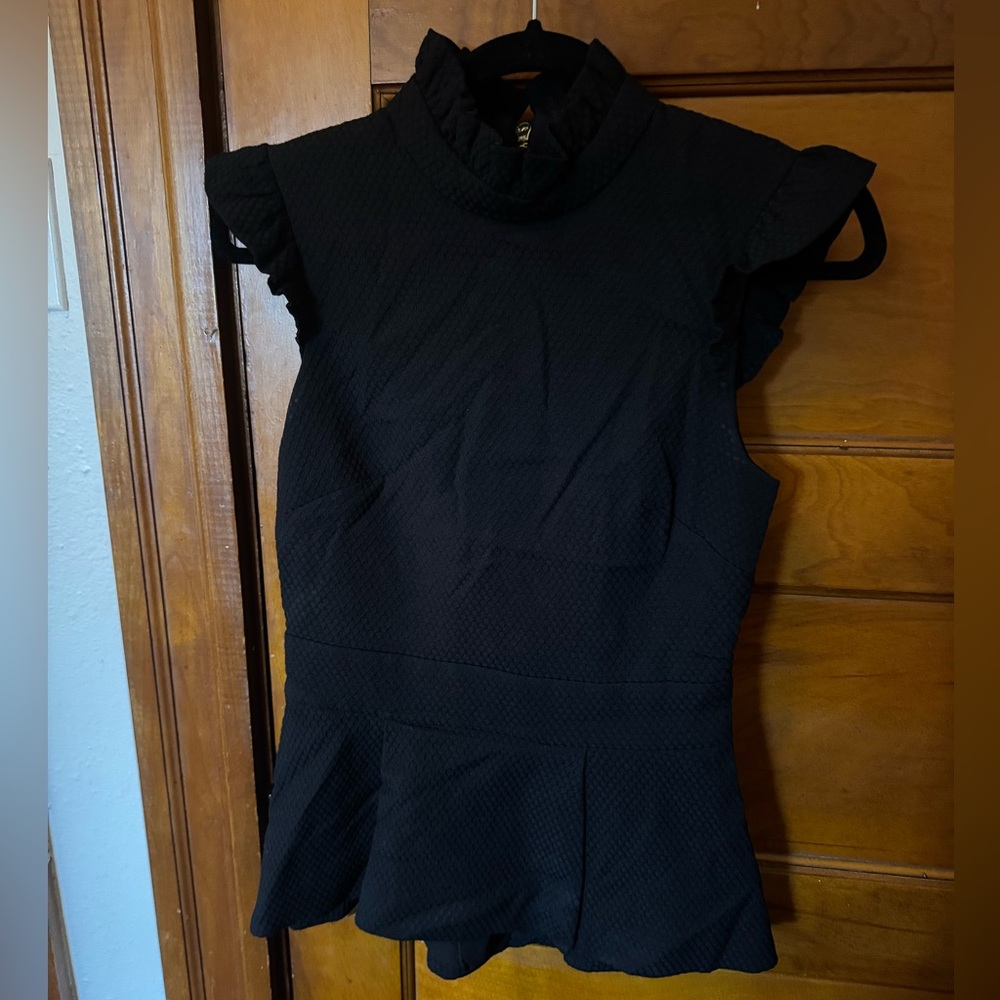 TED BAKER London Black Quilted Peplum Top Size 1 - Picture 5 of 6
